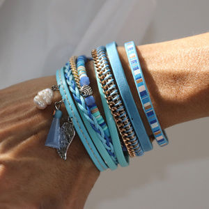 SUMMER 2024 Bracelet LOLILOTA blue with charms French Designer